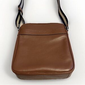 Coach F54782 Charles Flight Bag Dark Saddle Brown Leather Adjustable Crossover